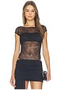 view 1 of 6 Opaline Boat Neck Lace Bodysuit in Black