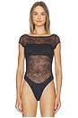view 2 of 6 Opaline Boat Neck Lace Bodysuit in Black
