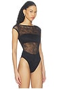 view 4 of 6 Opaline Boat Neck Lace Bodysuit in Black