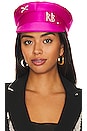 view 1 of 3 CASQUETTE BAKER BOY CRYSTAL-EMBELLISHED SATIN in Pink