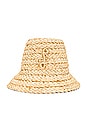 view 2 of 3 Embellished Straw Bucket Hat in Natural Straw