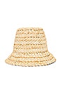 view 3 of 3 Embellished Straw Bucket Hat in Natural Straw