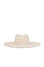view 3 of 3 Straw Fedora in Natural Straw & White