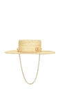 view 2 of 3 Monogram Chain Boater Hat in Natural Straw