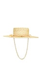 view 3 of 3 Monogram Chain Boater Hat in Natural Straw