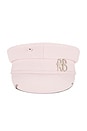 view 2 of 3 Pierced Logo-plaque Baker Boy Cap in Light Pink