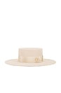 view 2 of 4 Wide Brim Canotier Hat in Beige