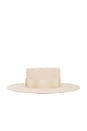 view 3 of 4 Wide Brim Canotier Hat in Beige