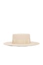 view 4 of 4 Wide Brim Canotier Hat in Beige