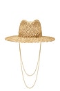 view 1 of 3 SOMBRERO FEDORA CUT OUT DOUBLE CHAIN STRAP FEDORA HAT in Natural Straw