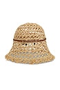 view 3 of 3 BOB CUT OUT STRAW BUCKET HAT in Natural Straw