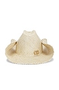 view 1 of 2 Monogram-embellished Straw Cowboy Hat in Beige