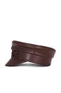 view 5 of 4 Monogram Embellished Leather Baker Boy Cap in Brown