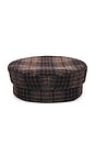 view 2 of 3 Check Print Baker Boy Cap in Brown