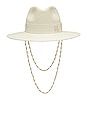 view 1 of 1 Double Chain Strap Fedora Hat in White