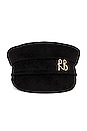 view 3 of 3 Monogram Embellished Baker Boy Cap in Black