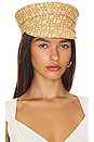 view 1 of 3 Rb Pattern Baker Boy Cap in Natural Straw & Brown