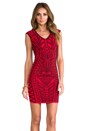 view 1 of 6 Abstract 3D Jacquard Dress in Black/Red in Black & Red