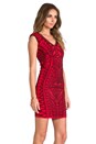 view 3 of 6 Abstract 3D Jacquard Dress in Black/Red in Black & Red
