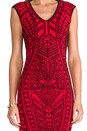 view 5 of 6 Abstract 3D Jacquard Dress in Black/Red in Black & Red