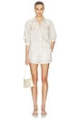 view 4 of 5 Floral Embroidered Striped Button Down Shirt in Cream