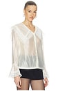 view 2 of 4 Oversized Collar Lace Blouse Bell Sleeves in Off White