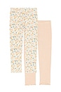view 1 of 2 Ribbed Legging Set in Flower Field & Heathered Blush