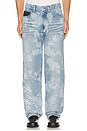 view 2 of 7 Laser Engraved Floral Jeans in Blue