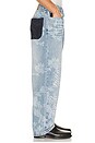 view 4 of 7 Laser Engraved Floral Jeans in Blue