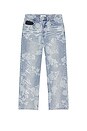 view 7 of 7 Laser Engraved Floral Jeans in Blue