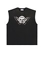 view 4 of 4 Butterfly Skull Sleeveless Tee in Washed Black