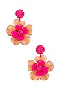 view 1 of 3 Horn Flower Earrings in Ivory & Fuchsia