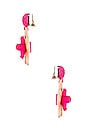 view 2 of 3 Horn Flower Earrings in Ivory & Fuchsia