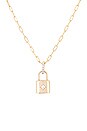 view 2 of 4 Lock Pendant Paperclip Necklace in Gold