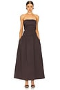 view 1 of 3 Gathered Strapless Tie Back Dress in Chocolate Plum