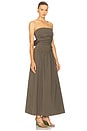 view 2 of 4 Gathered Strapless Tie Back Dress in Khaki