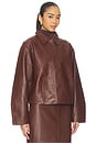 view 2 of 4 Leather Cocoon Jacket in Rum