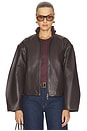 view 1 of 5 Cocoon Zip Leather Jacket in Chocolate