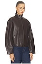 view 4 of 5 Cocoon Zip Leather Jacket in Chocolate