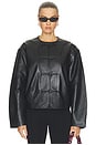 view 1 of 5 Button Detail Cocoon Leather Jacket in Black