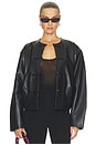 view 2 of 5 Button Detail Cocoon Leather Jacket in Black
