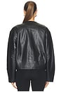 view 5 of 5 Button Detail Cocoon Leather Jacket in Black