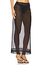 view 2 of 6 Sheer Leather Trim Skirt in Black