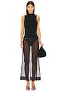 view 5 of 6 Sheer Leather Trim Skirt in Black