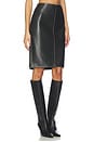 view 2 of 6 Brushed Leather Column Skirt in Black