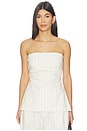 view 1 of 5 Strapless Tie Back Top in Ecru Stripe