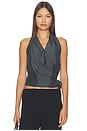 view 1 of 4 Silk Halter Wrap Top in Washed Black