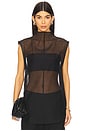 view 1 of 4 Sheer Silk Leather Trim Top in Black