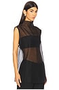 view 2 of 4 Sheer Silk Leather Trim Top in Black