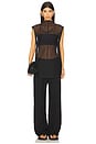 view 4 of 4 Sheer Silk Leather Trim Top in Black